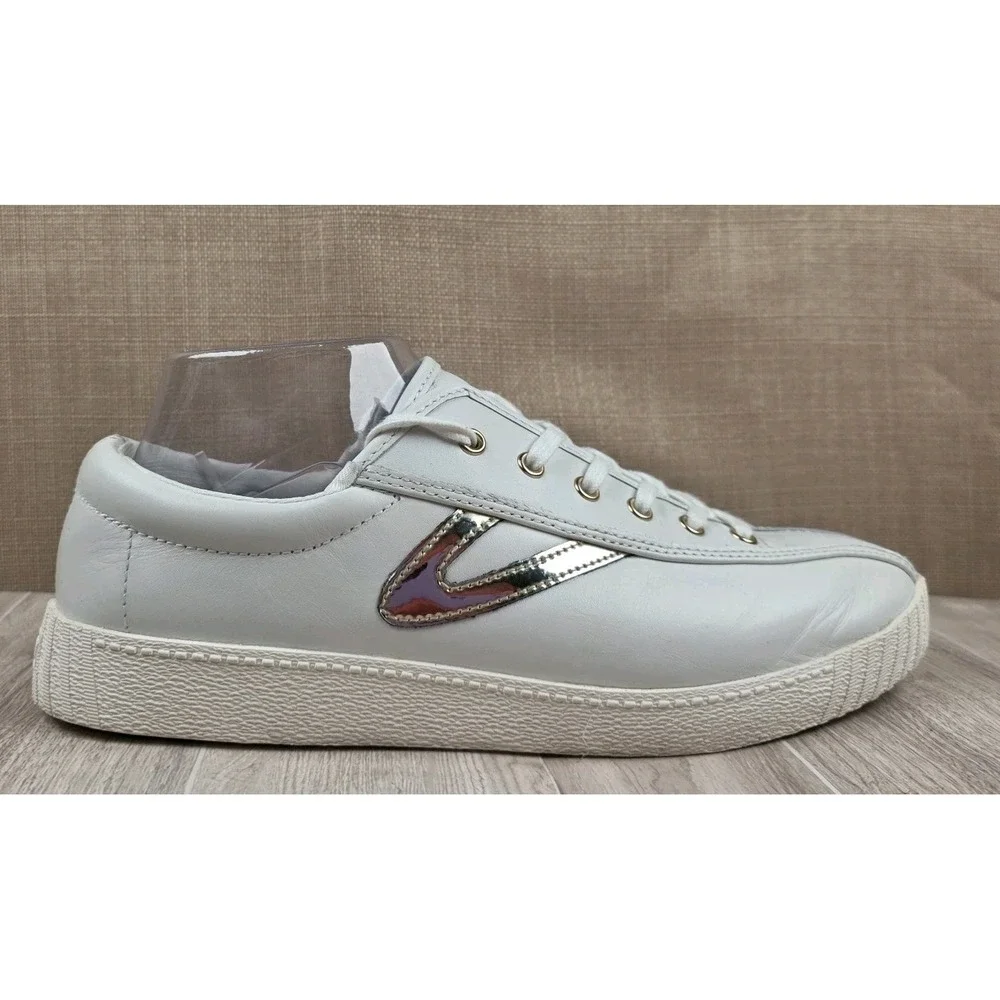 Tretorn Nylite 2 Plus Shoes Womens Sz 9.5M White Gold Casual Comfort Sneakers